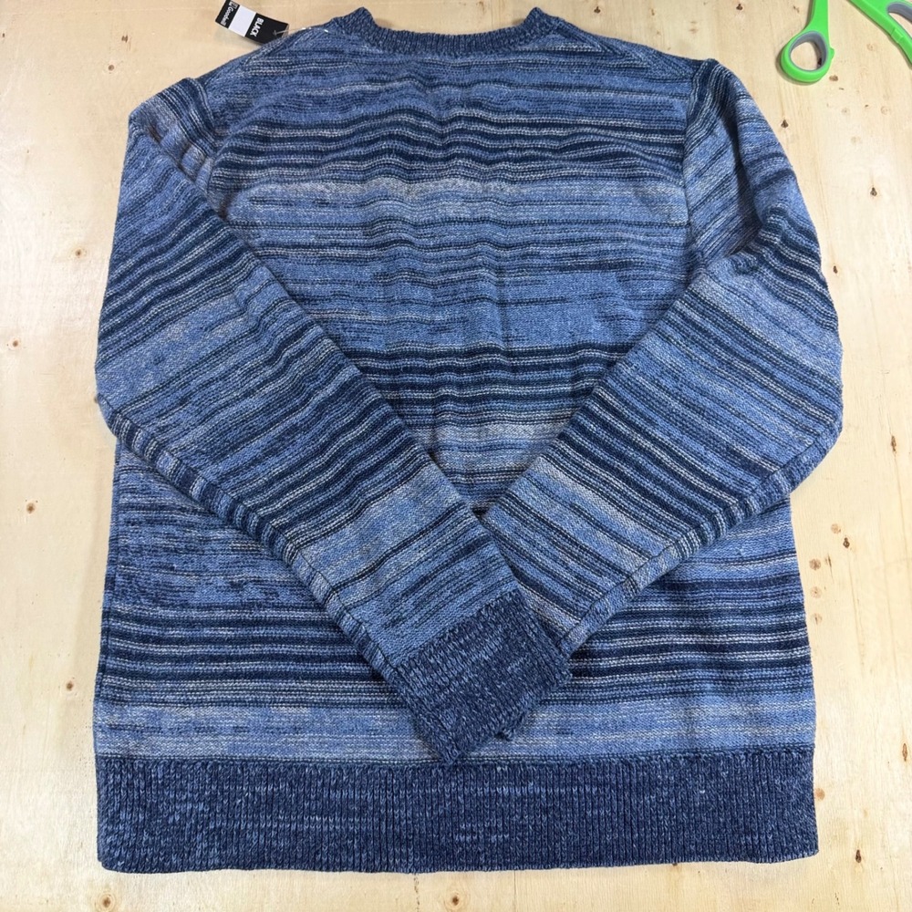 Lucky Brand Mens Medium Space Dye Striped Henley Sweater Blue Cotton Knit - Picture 5 of 5